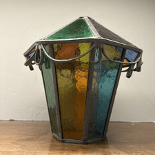 Antique Slag Glass Underwriters Style Leaded Light Fixture Lamp