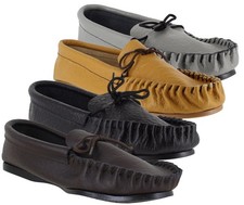 Mens British Hand Made Leather Moccasins Moccs Slippers Shoes Sizes UK 6 to 13