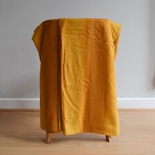 Vintage 70s Curtains Pair Orange Yellow Ochre Fabric Mid Century Mod 139cm Long