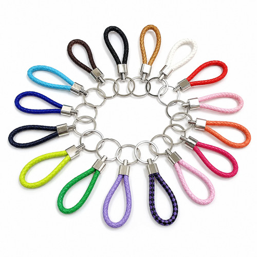 Braided leather keyring - pu,