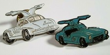 2 x Mercedes Benz Gullwing Enamel Pin Badges -  Mercedes Vintage Cars Classic 