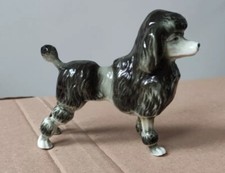 Black Poodle Dog Ceramic German PM&M 1954-1974 Bavaria AA Grey Vintage Miniature