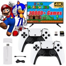 4K HDMI TV Game Stick Console Built-in 64GB 20000 Retro Games 2 Wireless Gamepad