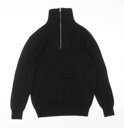 Zara black ribbed knit jumper - black,