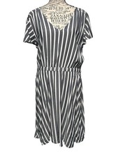 Old Navy Women Railroad Strips Midi Casual Sundress Lg Grunge Preppy Coastal