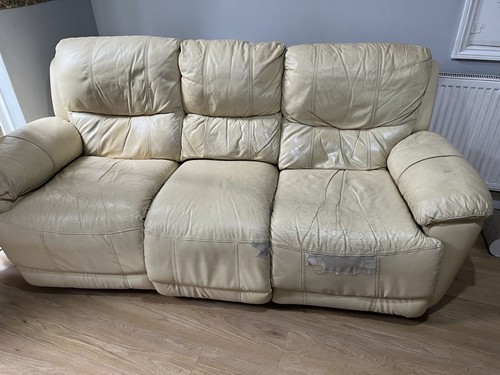 Leather recliner sofa - leather, 3