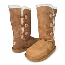 Kids' Girl's Ugg Bailey Button Triplet II Sheepsking Wool Lined Boots , Chestnut