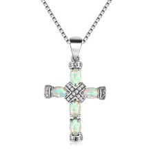 Hawaii White Fire Opal Cross
