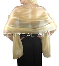 Central Chic Champagne Gold Silky Bridal Bridesmaid Wedding Shawl Stole Wrap 