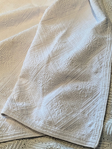 White cotton diamond weave - white,