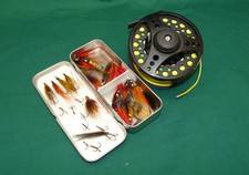 Vision Koma 4-1/4" LA salmon fly reel & line & Waddintons Tube flies 343