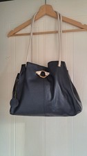 Navy And Cream Leather Bucket