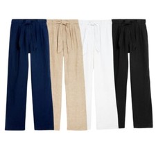 EX M&S LINEN WIDE TROUSER PURE