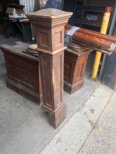 C1880 vintage oak newel - newel, post