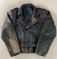 Vintage Distressed Leather Biker Jacket Motorcycle Jacket Size 48