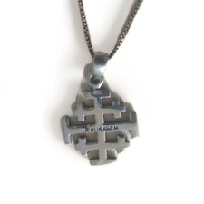 Sterling Silver Jerusalem Cross Pendant On 44cm Silver Chain - Marked 925