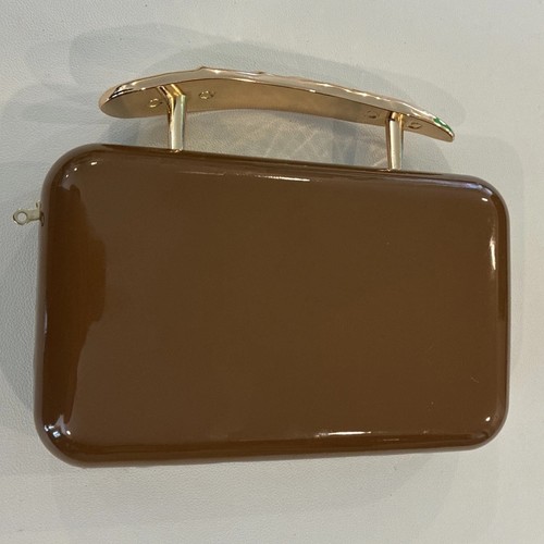 Vintage brown lucite box purse - box,