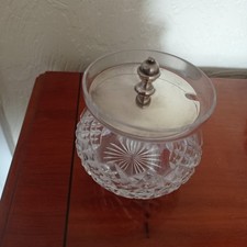 Vintage Stuart Crystal Cut Glass Preserve Jar With Silver Plate Lid in V.G.C.