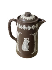 Antique Chocolate / Coffee Pot, James Dudson Jasperware c. 1880