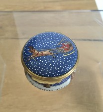 Vintage Halcyon Days Christmas 1986 Enamels Lidded Trinket Pill Box