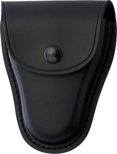 Black leather handcuff case - leather,