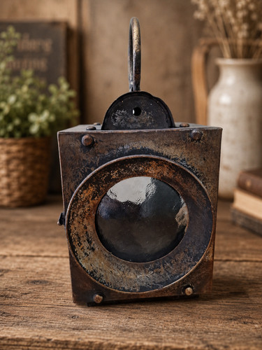Industrial metal aged lantern - industrial,