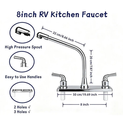 Kitchen rv faucet - 8'', swivel