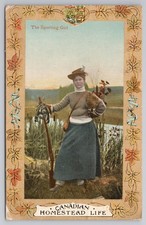 Canadian Homestead Life Postcard The Sporting Girl Woman Hunter c1905 Canada