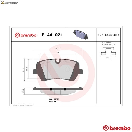 Brake pad set - pad, p
