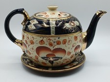 Vintage / antique Staffordshire (?) Imari pattern teapot and stand,  2.25 pints 