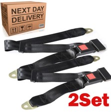 2 Sets Universal Black Car Seat Belt Lap Belt Adjustable Two 2 Point Belts Truck