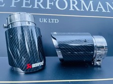 AUDI S3 8V 2013-2020 SILVER & BLACK CARBON FIBRE AKRAPOVIC EXHAUST TIPS 4”