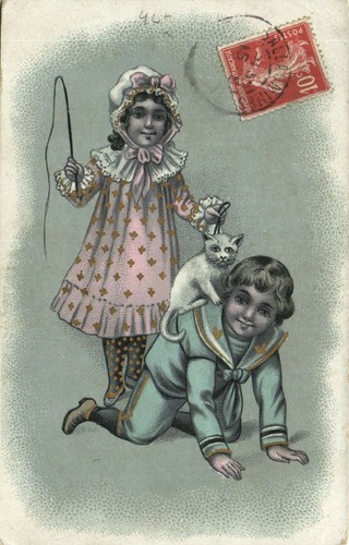 Cats boy and girl - boy, playing