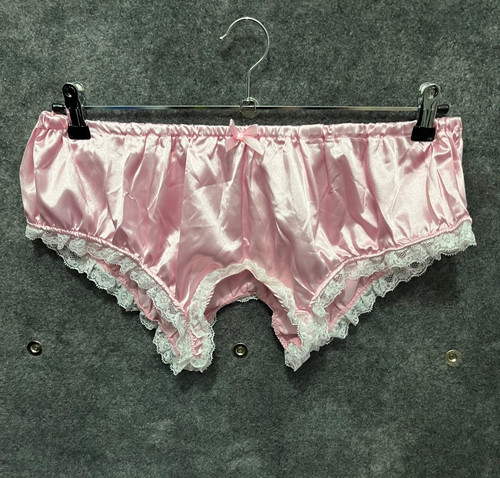 Pink satin crotchless - satin, knickers