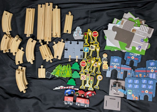 Wooden road track set 84 - wooden,
