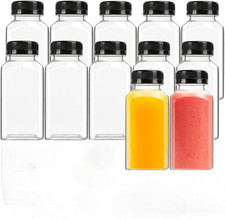 250ml Empty Juice Bottles with Caps 12 Pack Reusable Drink Containers For Milk