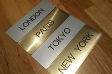 Engraved World/City Clock Time Zone Sign with Self Adhesive Backing and Free P&P