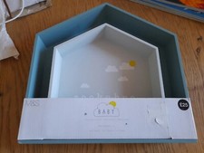 M&S Decorative Nursery Baby/Hush Little One WOODEN HOUSE SHAPED SHELVES new