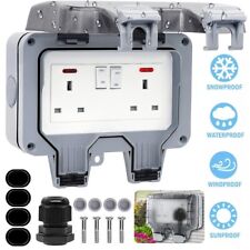 IP66 Waterproof Outdoor 13A 2 Gang Storm Switched Twin Double Socket Outside Use