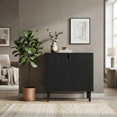 Elegant black wooden sideboard - black,