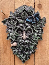 GREEN MAN LEAF FACE WALL TREE PLAQUE HANGING PAGAN 🍃