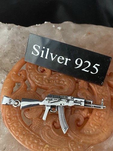 Silver gun pendant - silver, and