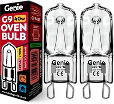 G9 Halogen Oven Bulb 40W 230V (Pack of 2) Oven-Rated 300°C Heat Tolerant Lamps