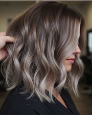 Balayage Ash Brown Blonde Highlight Short Wave 100% Human Hair Lace Front Wigs