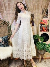 Designer Lace Sheer Dress By Maje Boho Bohemian Summer Festival V Neck 8-10