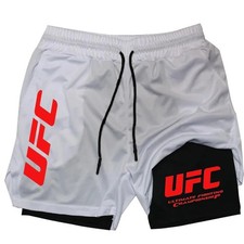 2025 Summer Men's UFC Printed Quick Drying Outdoor Running Double Layer Shorts