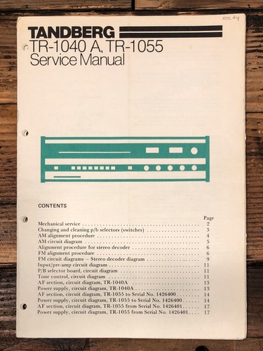 Tandberg 1040a 1055 - tr-1040a, tr-1055