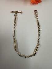 Fancy Antique 9ct Rose Gold Albert Bracelet. 8.1/2” 8.7g