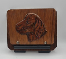 Wood Letter Rack With Dog Decoration c.1920s Wall Mounted Wooden Art Deco Style