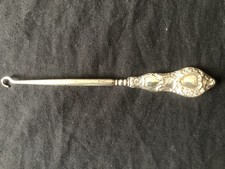 Silver handled button hook